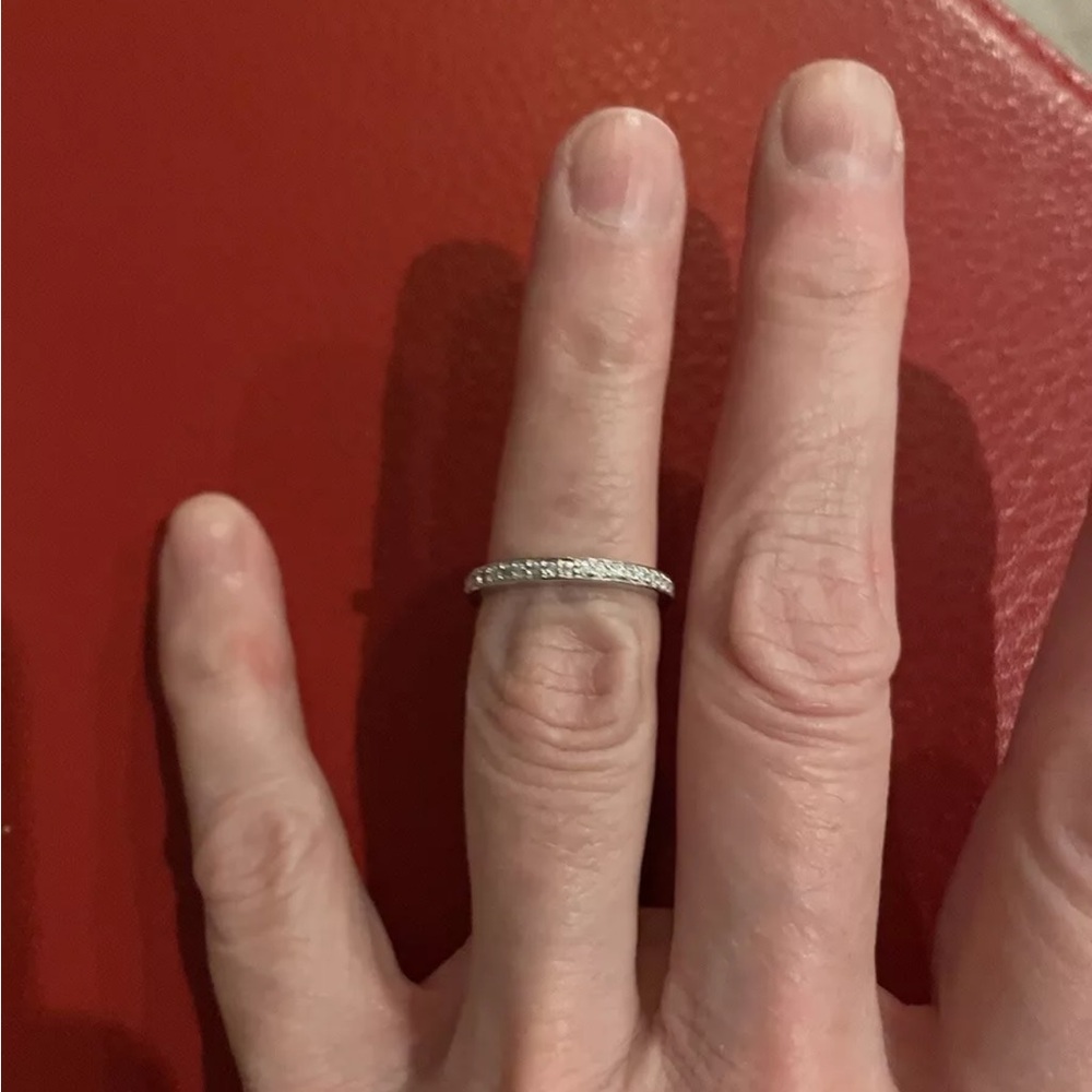 Brand New TYCOON Sterling Silver CZ Band Ring. Size 5